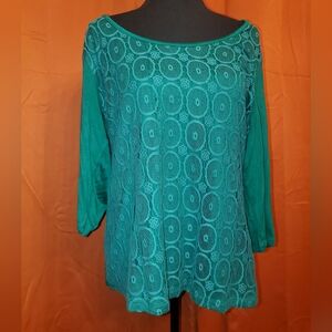 XL Fenn Wright Manson Turquoise Lace Top